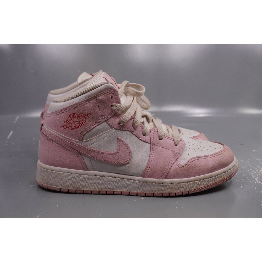 Jordan Air Jordan 1 Mid Pink White Kid Sneakers 5.5Y Womens 7 Leather DQ8423-608